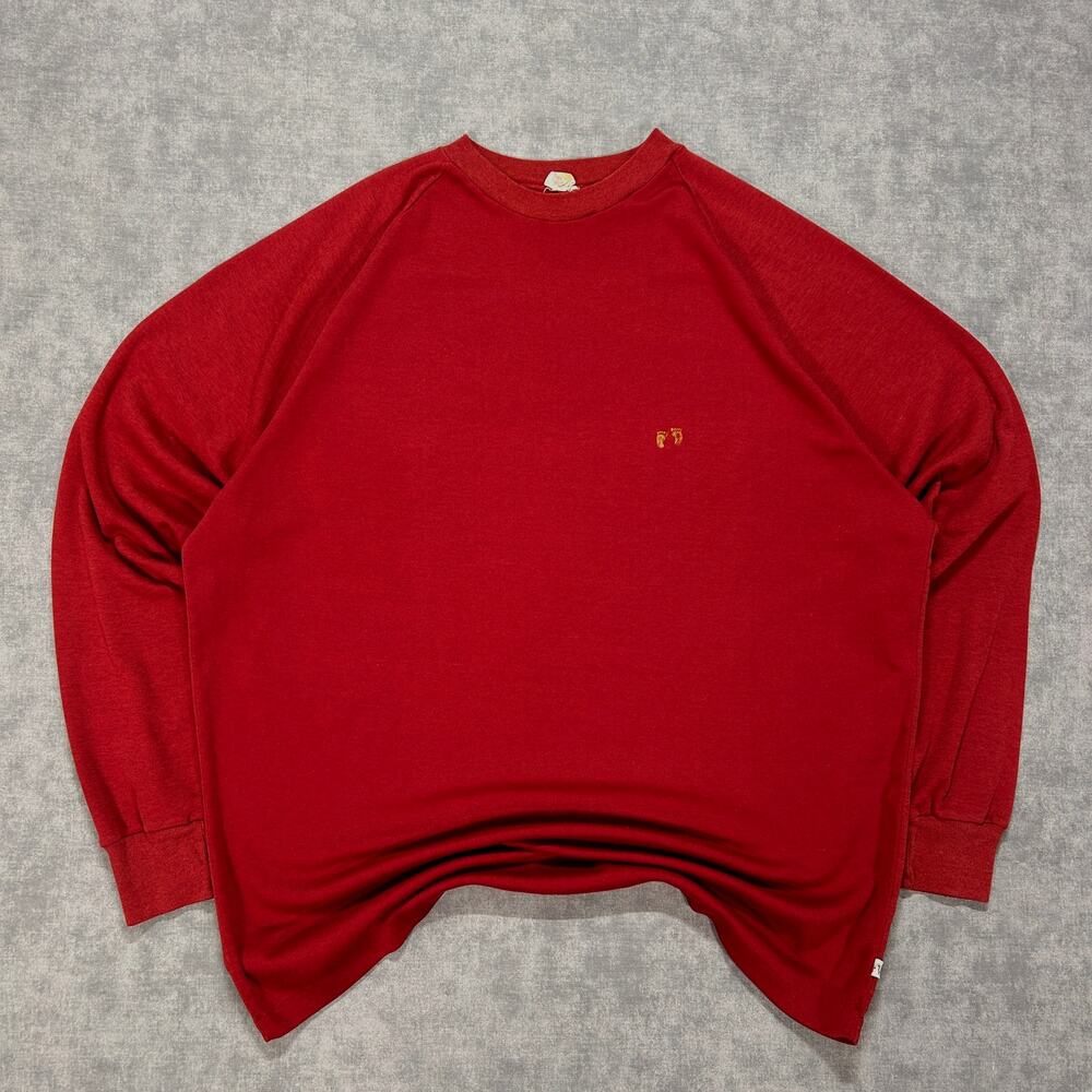 Vintage 70s Hang Ten Raglan Crewneck Long sleeve shirt Burgundy Red Surf Mens XL